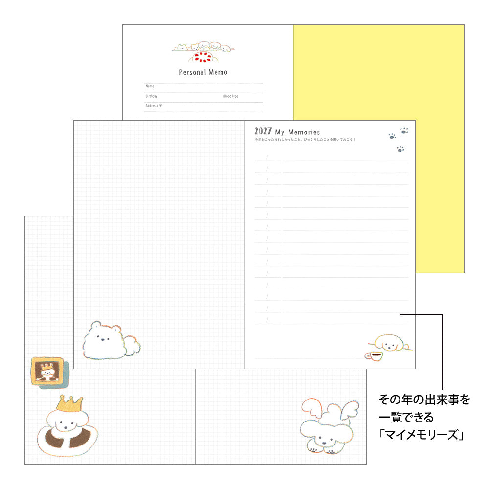 Midori Wochenkalender B6 2027 Pocket Diary B6 Dog | Wochenkalender mit Monatsübersicht Hunde bei Nauli and Stories
