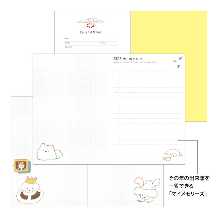 Midori Wochenkalender B6 2027 Pocket Diary B6 Dog | Wochenkalender mit Monatsübersicht Hunde bei Nauli and Stories