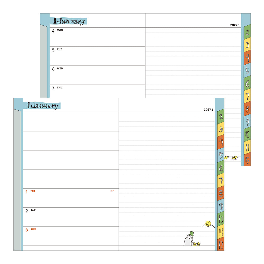 Midori Wochenkalender B6 2027 Pocket Diary B6 Ojisan | Wochenkalender mit Monatsübersicht bei Nauli and Stories