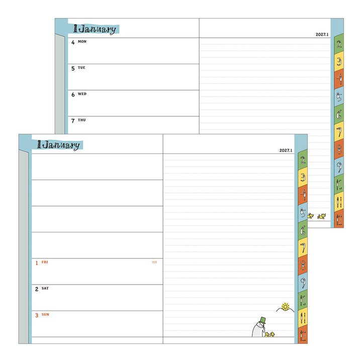 Midori Wochenkalender B6 2027 Pocket Diary B6 Ojisan | Wochenkalender mit Monatsübersicht bei Nauli and Stories
