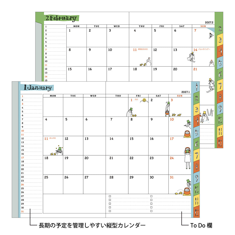 Midori Wochenkalender B6 2027 Pocket Diary B6 Ojisan | Wochenkalender mit Monatsübersicht bei Nauli and Stories