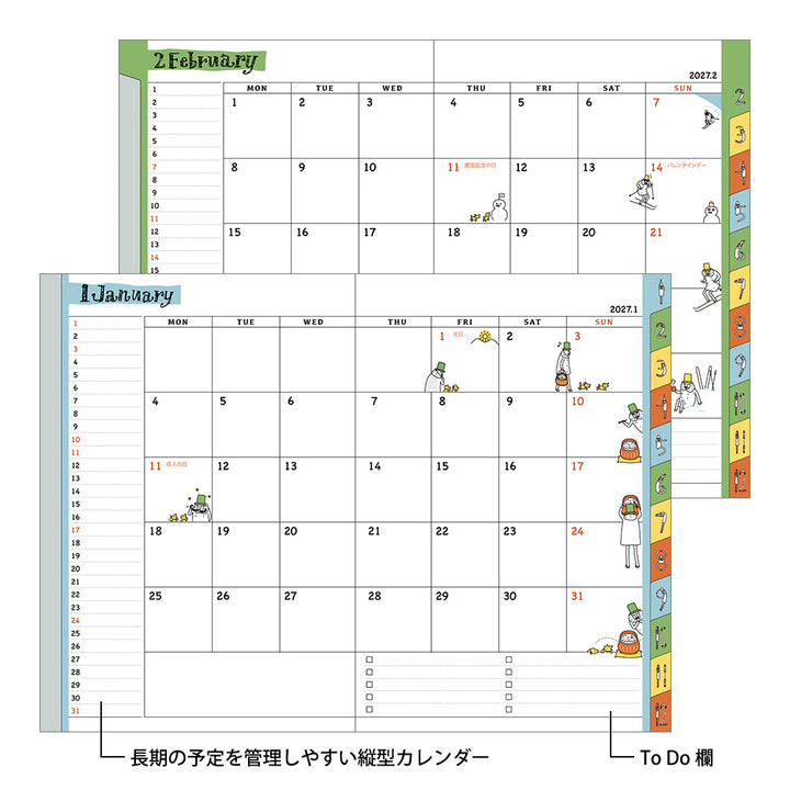 Midori Wochenkalender B6 2027 Pocket Diary B6 Ojisan | Wochenkalender mit Monatsübersicht bei Nauli and Stories