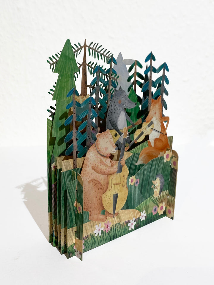 Misc Grußkarte Pop Up Grußkarte | Waldkonzert der Tiere bei Nauli and Stories