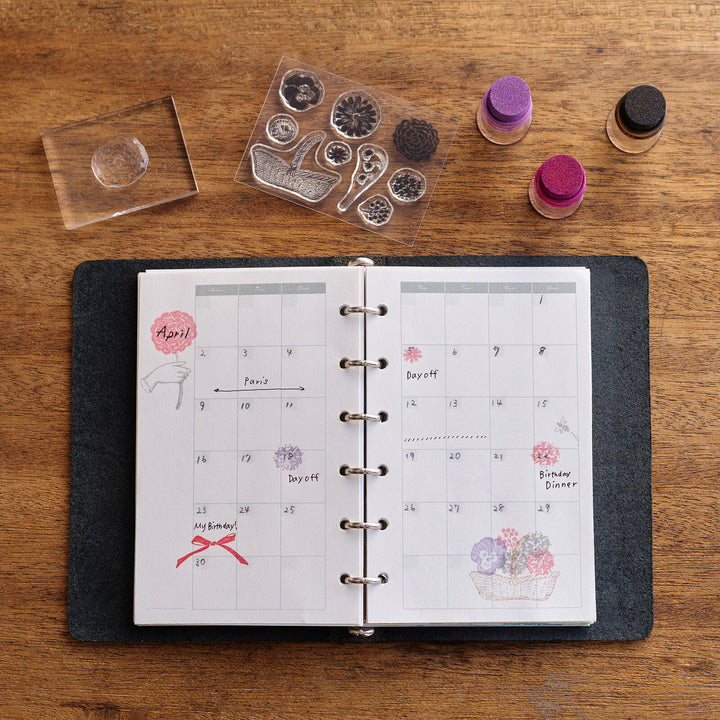Mizushima Stempel ATELIER.encle d'encle×mizushima JIZAI Clear Stamp BOX Motif set Flower bei Nauli and Stories