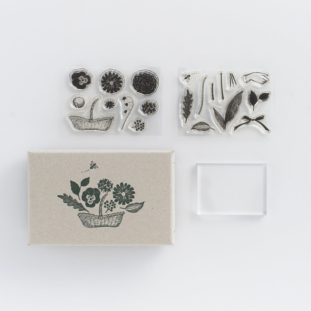 Mizushima Stempel ATELIER.encle d'encle×mizushima JIZAI Clear Stamp BOX Motif set Flower bei Nauli and Stories