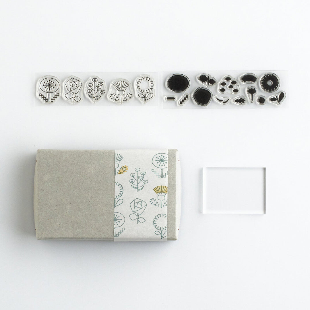 Mizushima Stempel JIZAI Clear Stamp BOX Coloring set Flowers bei Nauli and Stories