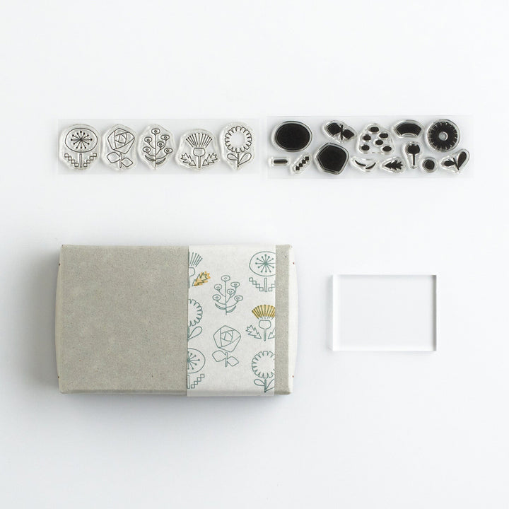 Mizushima Stempel JIZAI Clear Stamp BOX Coloring set Flowers bei Nauli and Stories