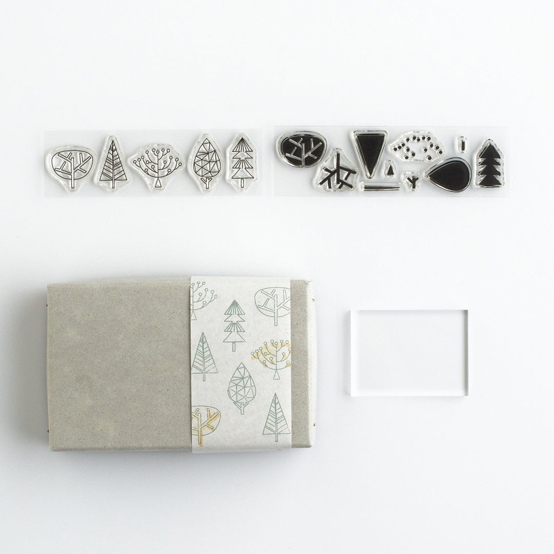 Mizushima Stempel JIZAI Clear Stamp BOX Coloring set Trees bei Nauli and Stories