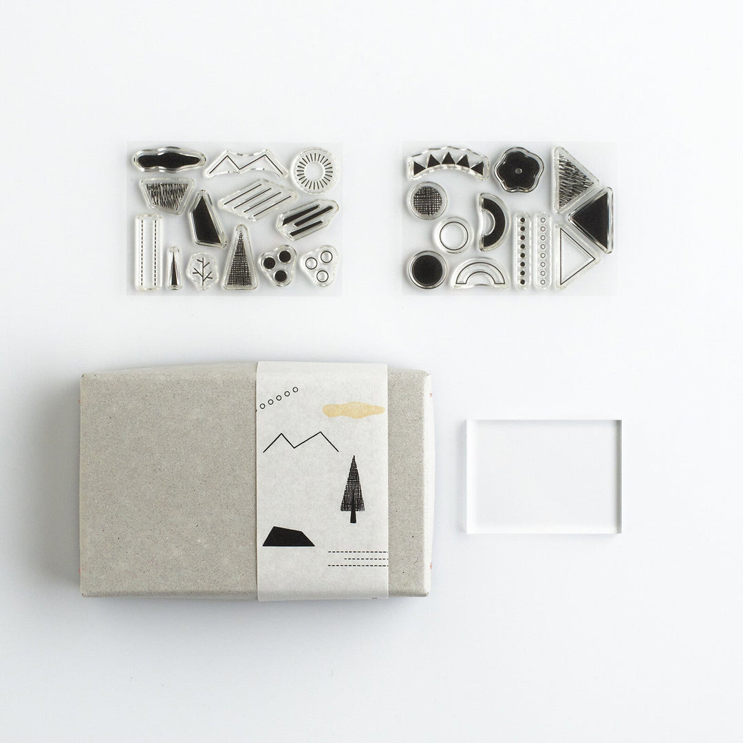 Mizushima Stempel JIZAI Clear Stamp BOX Shapes set 01 bei Nauli and Stories