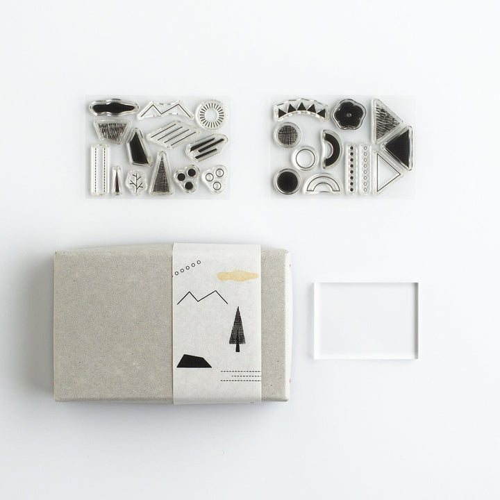 Mizushima Stempel JIZAI Clear Stamp BOX Shapes set 01 bei Nauli and Stories