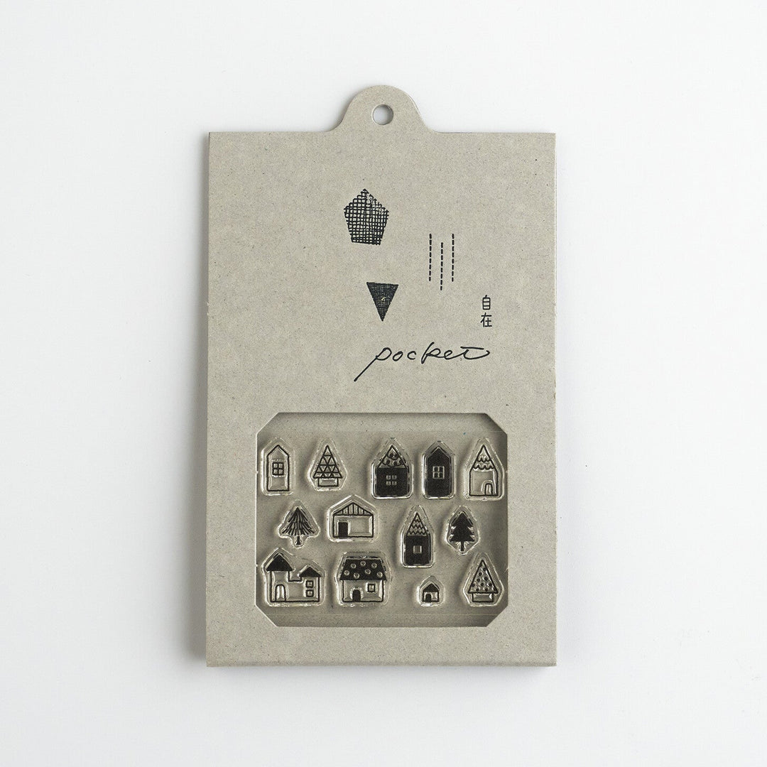 Mizushima Stempel JIZAI Clear Stamp POCKET Houses 01 bei Nauli and Stories