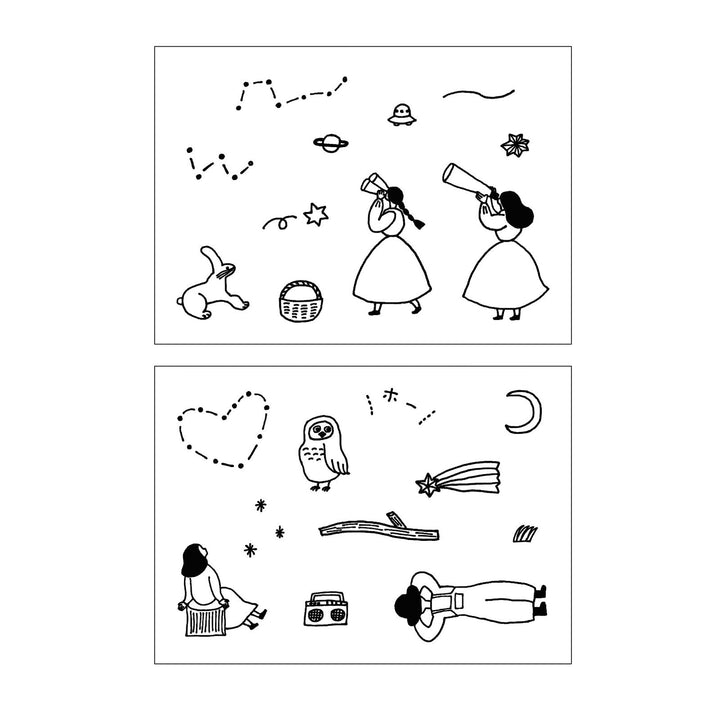 Mizushima Stempel necktie × mizushima JIZAI Clear Stamp BOX Motif set Searching for Stars bei Nauli and Stories