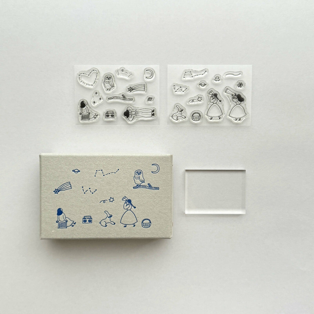 Mizushima Stempel necktie × mizushima JIZAI Clear Stamp BOX Motif set Searching for Stars bei Nauli and Stories