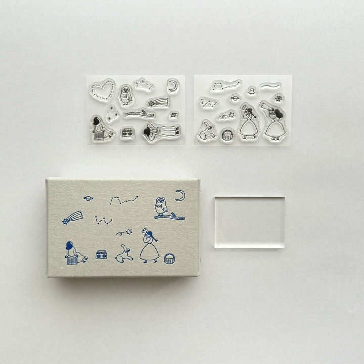 Mizushima Stempel necktie × mizushima JIZAI Clear Stamp BOX Motif set Searching for Stars bei Nauli and Stories