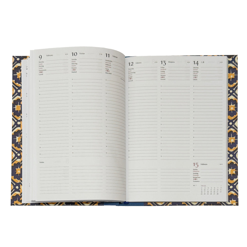 Nauli Nauli Wochenplaner A5 2026 Wochenkalender DIN A5 Batik blau gelb bei Nauli and Stories