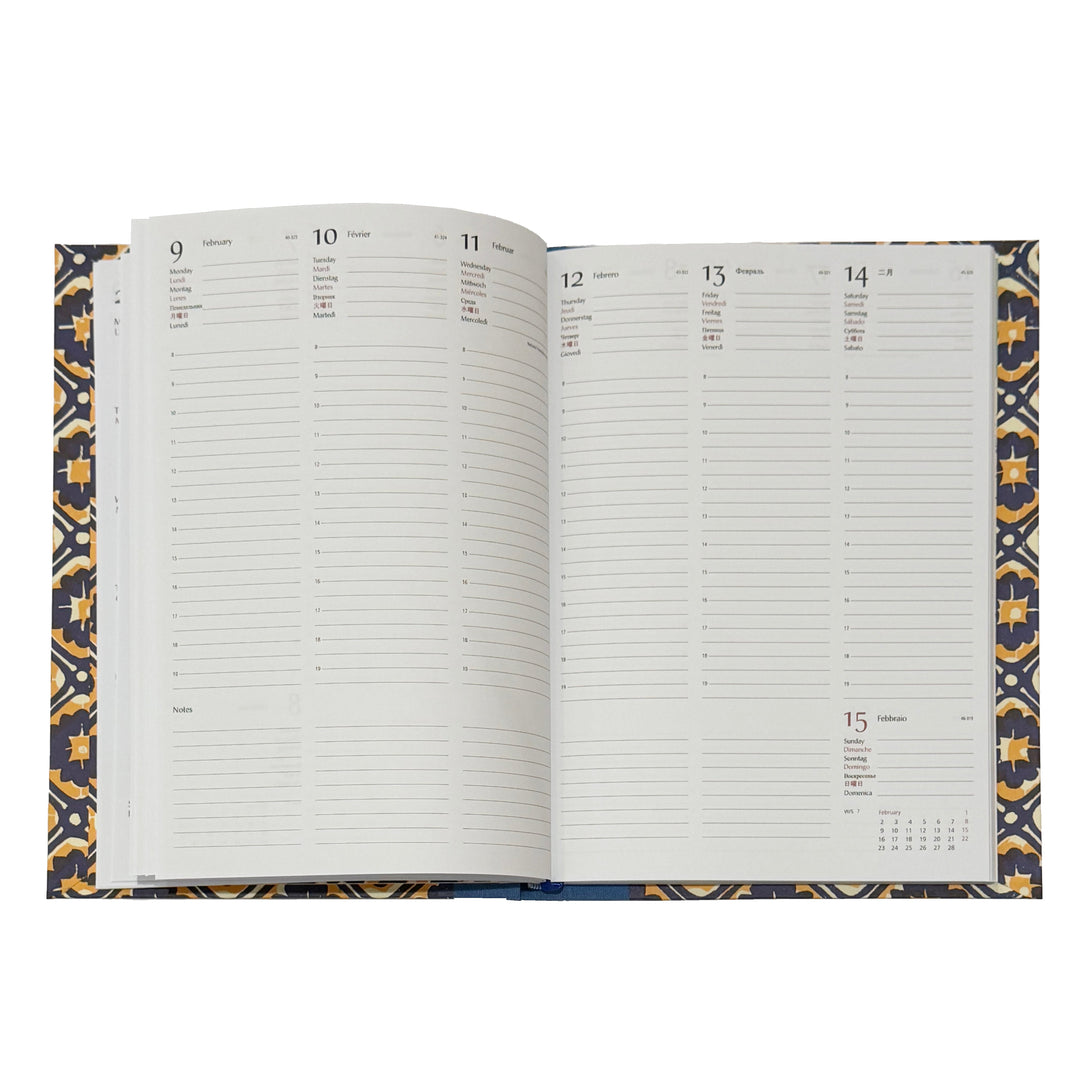 Nauli Nauli Wochenplaner A5 2026 Wochenkalender DIN A5 Batik blau gelb bei Nauli and Stories