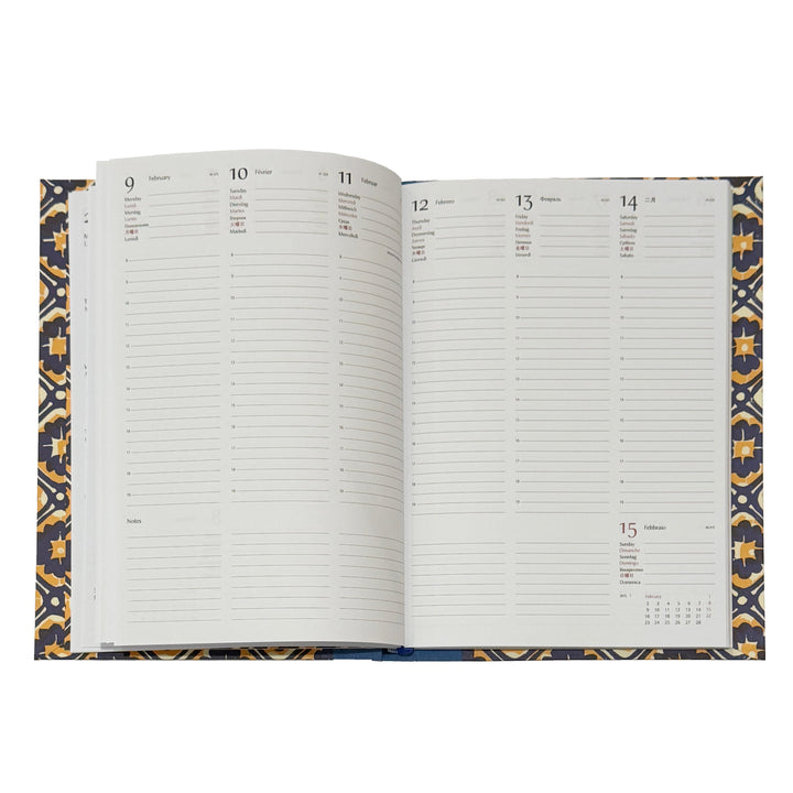 Nauli Nauli Wochenplaner A5 2026 Wochenkalender DIN A5 Batik blau gelb bei Nauli and Stories