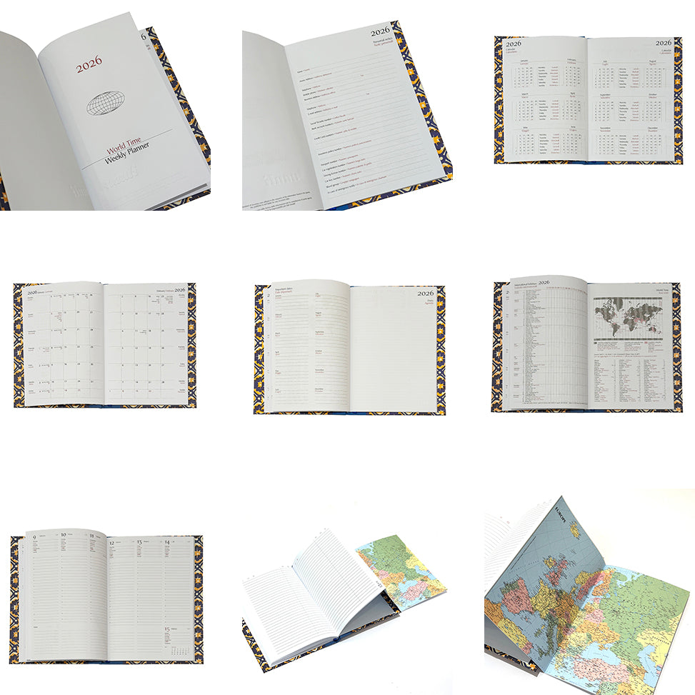 Nauli Nauli Wochenplaner A5 2026 Wochenkalender DIN A5 Batik blau gelb bei Nauli and Stories