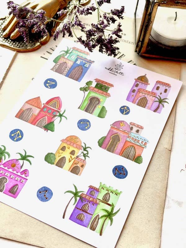 Nikki Dotti Sticker Sticker sheet - Mystic houses Gold foil