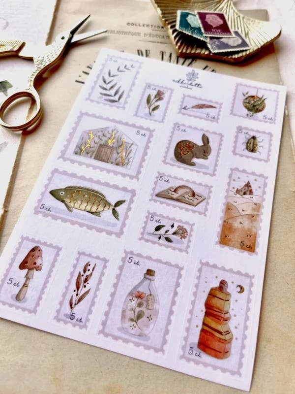 Nikki Dotti Sticker Sticker sheet - Postage stamps Gold foil