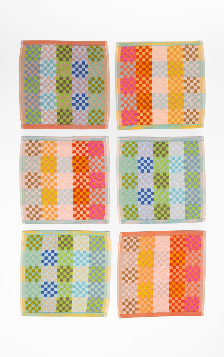 Odds & Ends Handtücher 2er Pack- saugfähige Baumwoll- Handtücher #84 Checkered Check, 30x30cm bei Nauli and Stories