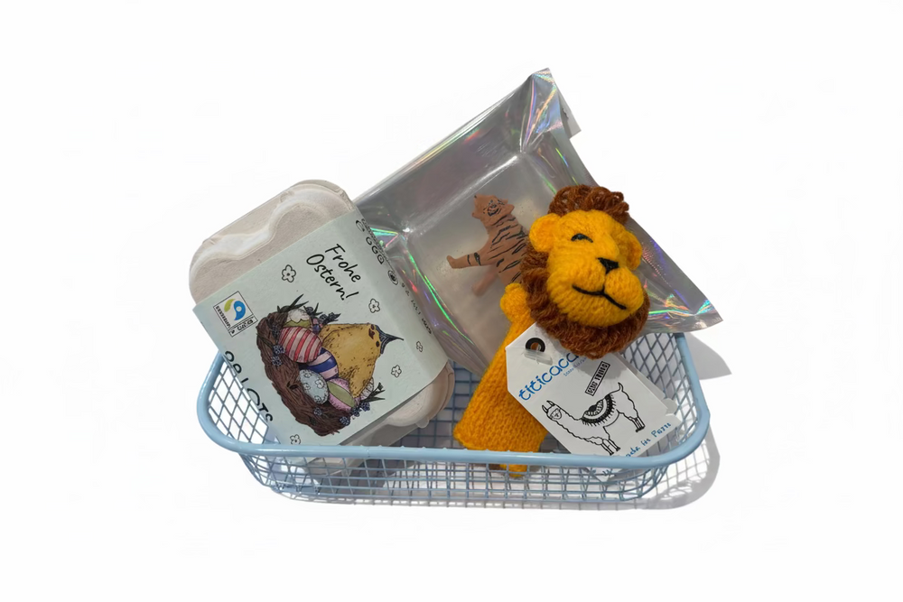 . Ordnungshelfer Drahtkörbchen Osternest - Dekorative Aufbewahrung in Gelb & Hellblau bei Nauli and Stories