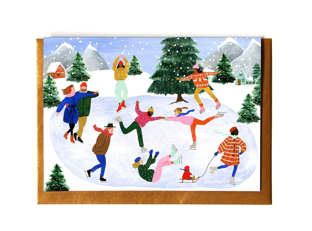 REDDISH DESIGN Weihnachten Weihnachtskarte Eislaufen