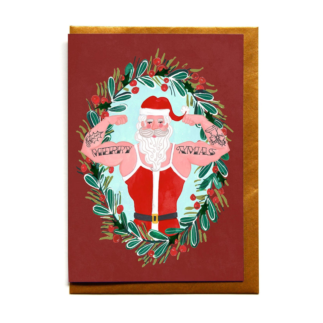 REDDISH DESIGN Weihnachten Weihnachtskarte Strong Santa