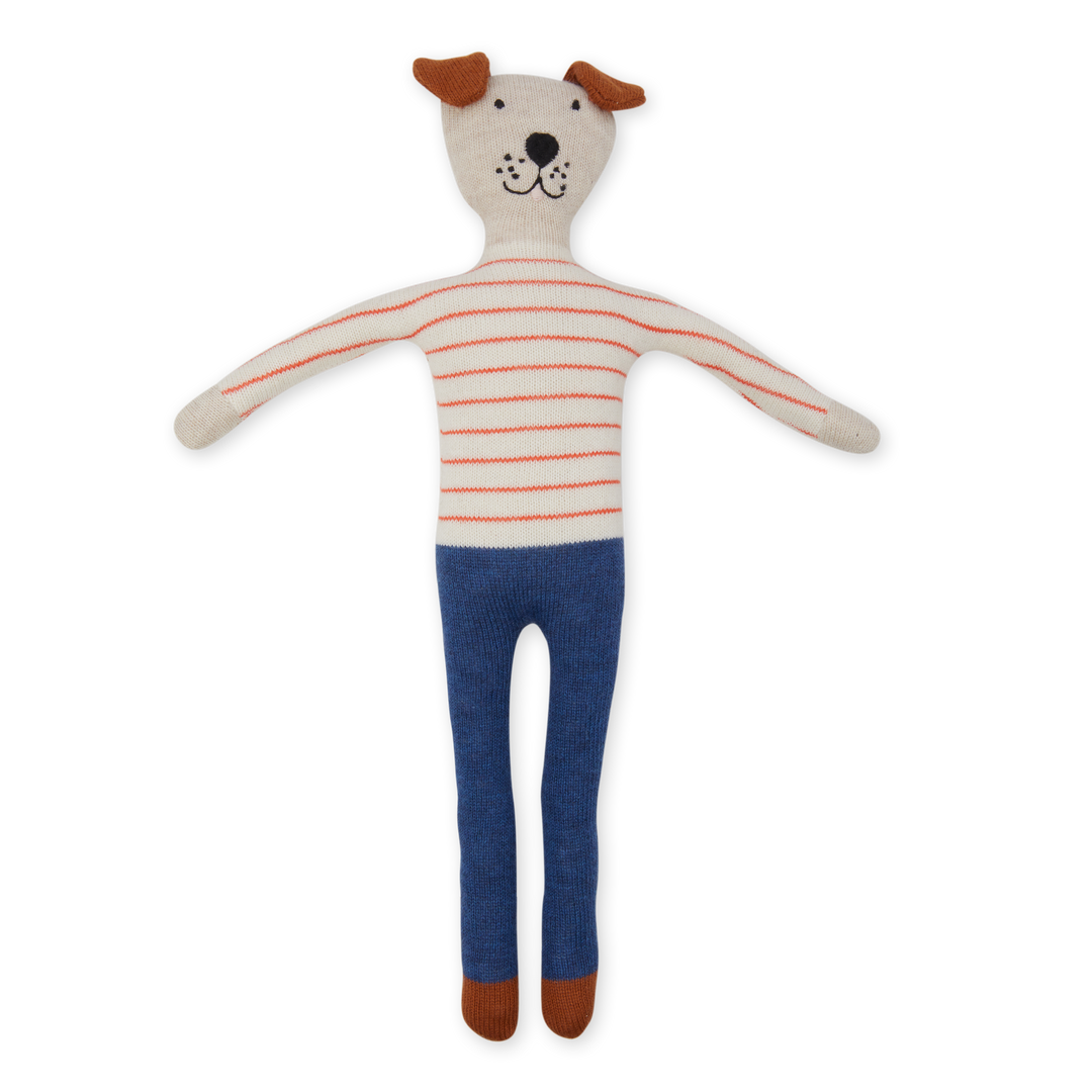 Sophie Home Kuscheltier Gestrickter Hund | gestreift |  Stofftier aus Baumwollgarn bei Nauli and Stories