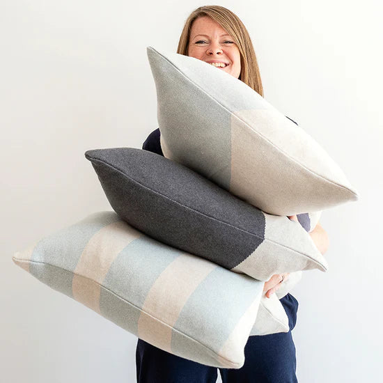 Sophie Home Zierkissen Cotton Knit Throw Pillow/Cushion Cover - Form Blue & Aqua