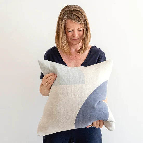 Sophie Home Zierkissen Cotton Knit Throw Pillow/Cushion Cover - Form Blue & Aqua