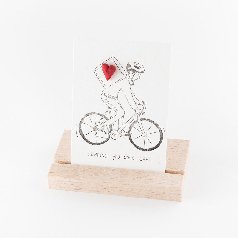 Studio Flash Letterpress Sending you some love - Herz Pin - Fahrradkurier