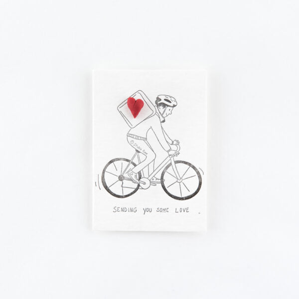 Studio Flash Letterpress Sending you some love - Herz Pin - Fahrradkurier