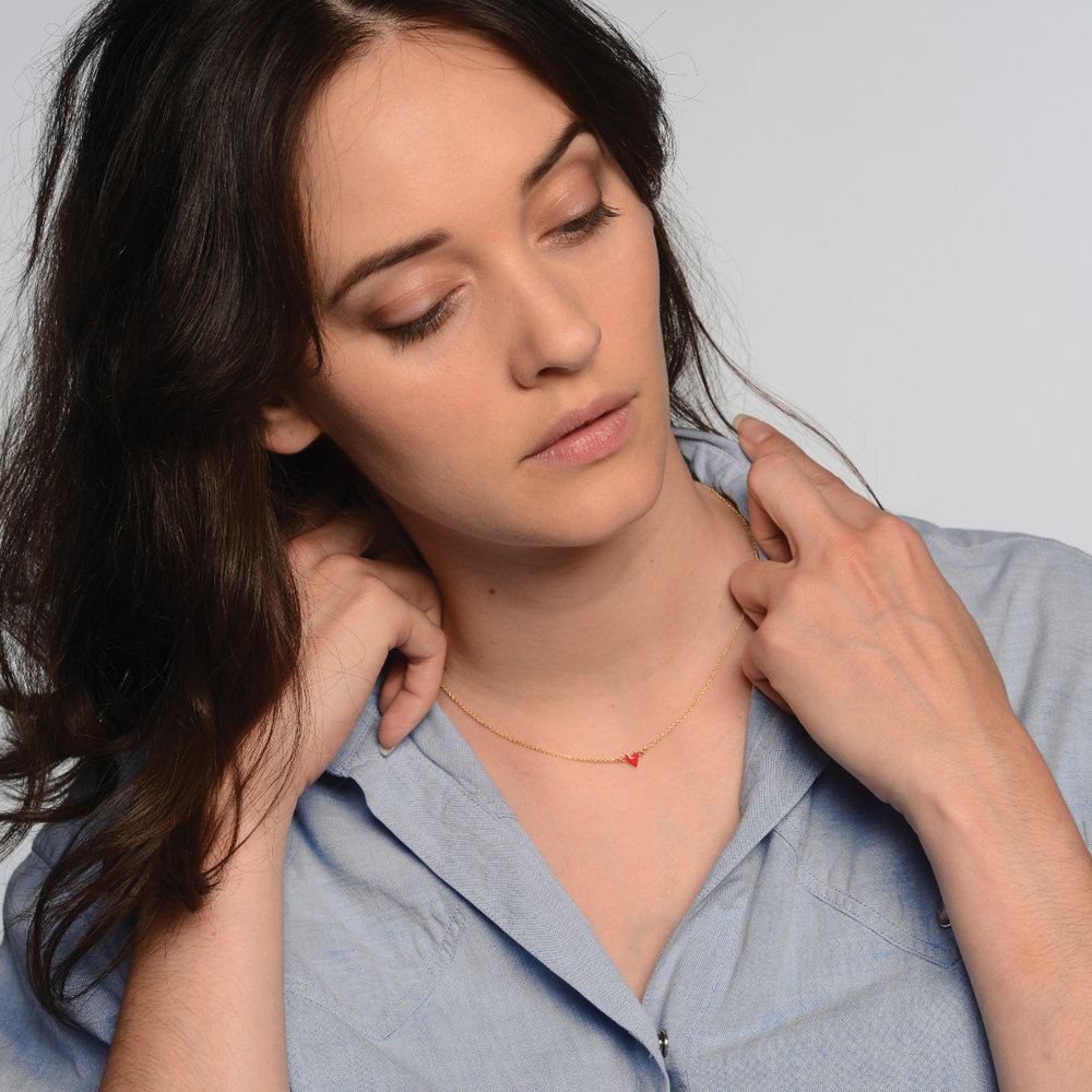 Titlee GRANT heart necklace (poppy red) bei Nauli and Stories