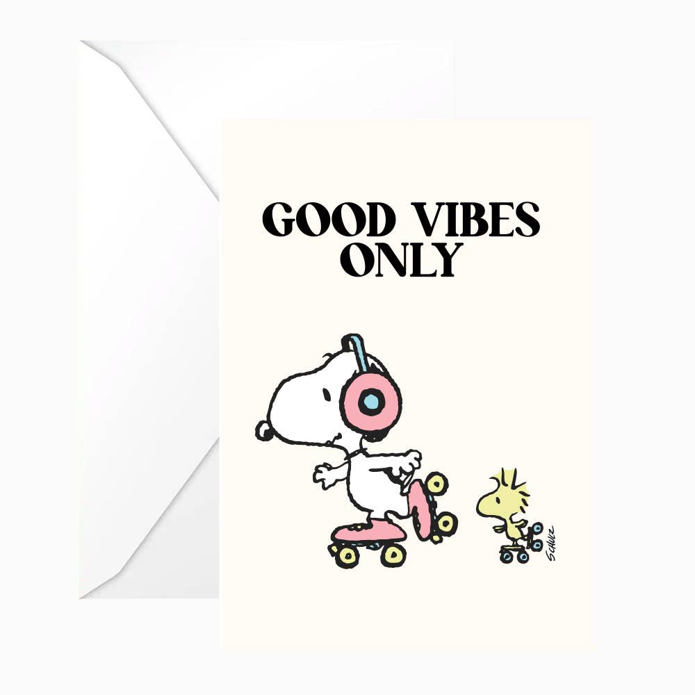 Titlee Grußkarte misc. Double Snoopy "Good vibes only" card w/ white envelope bei Nauli and Stories