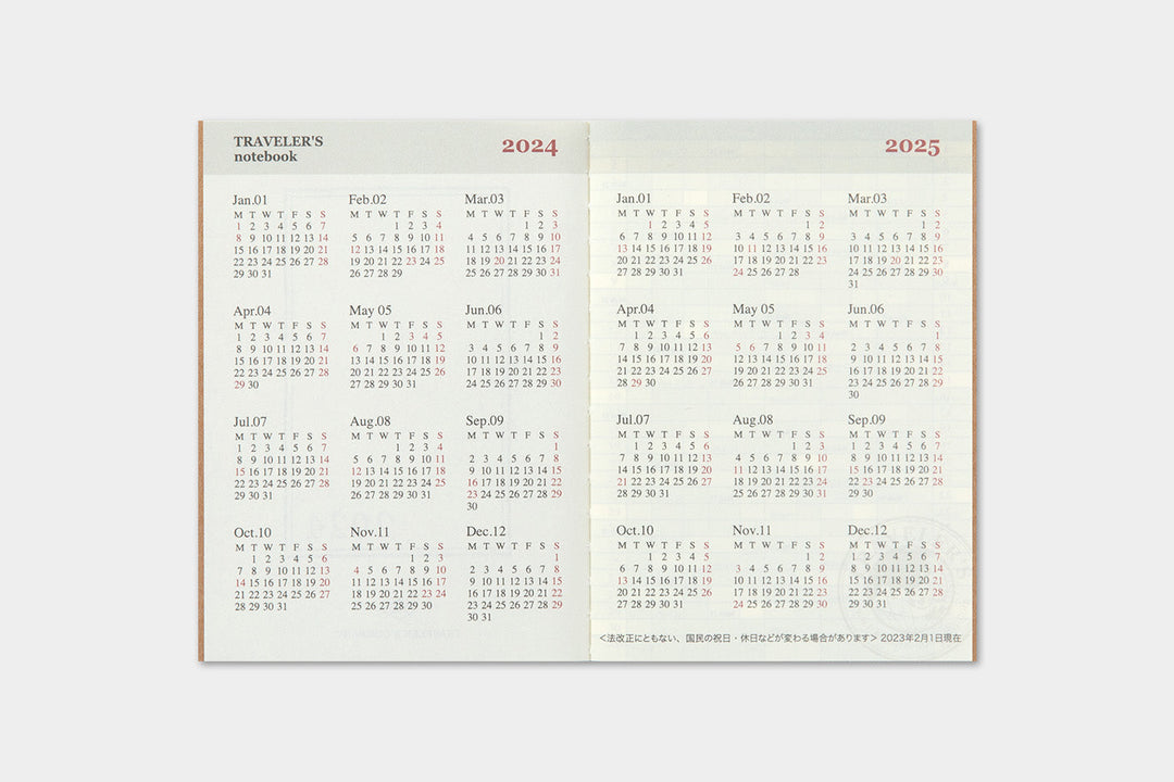 Traveler's Company Kalender 2024 Monthly Diary - passport size - TRAVELER´S notebook