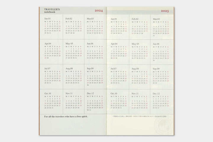 Traveler's Company Kalender 2024 Monthly Diary  - TRAVELER´S notebook regular