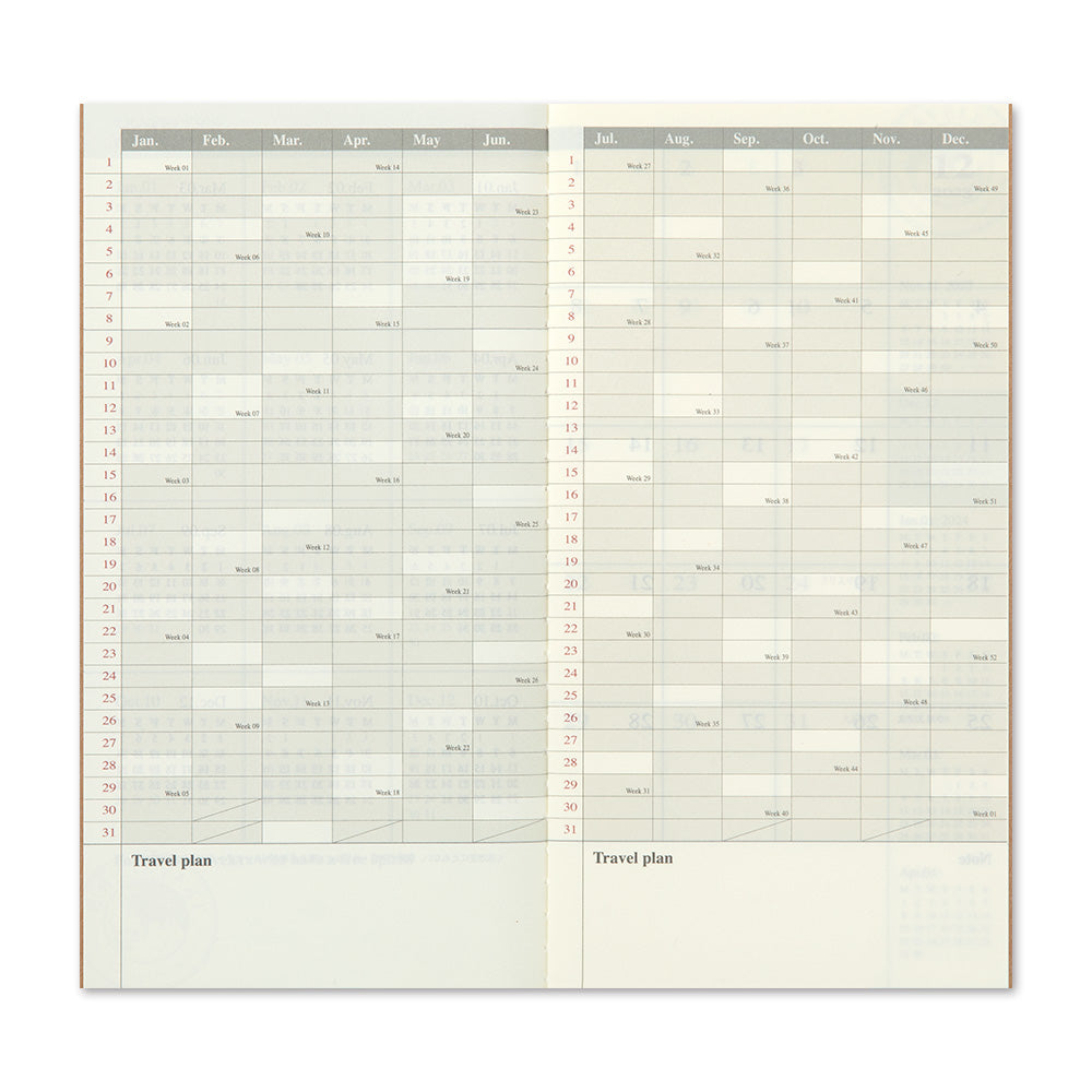 Traveler's Company Kalender 2024 Monthly Diary  - TRAVELER´S notebook regular