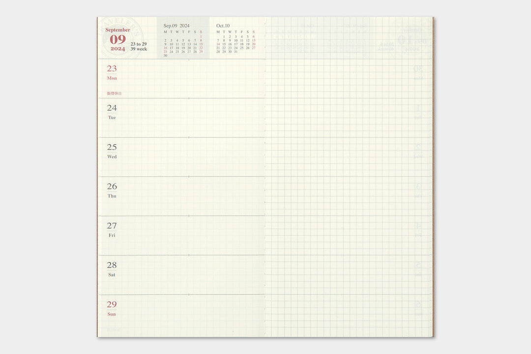 Traveler's Company Kalender 2024 Weekly Diary + Memo refill - TRAVELER´S notebook regular