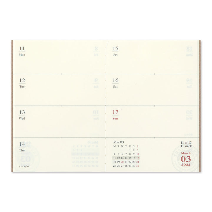 Traveler's Company Kalender 2024 Weekly Diary - passport size  - TRAVELER'S notebook