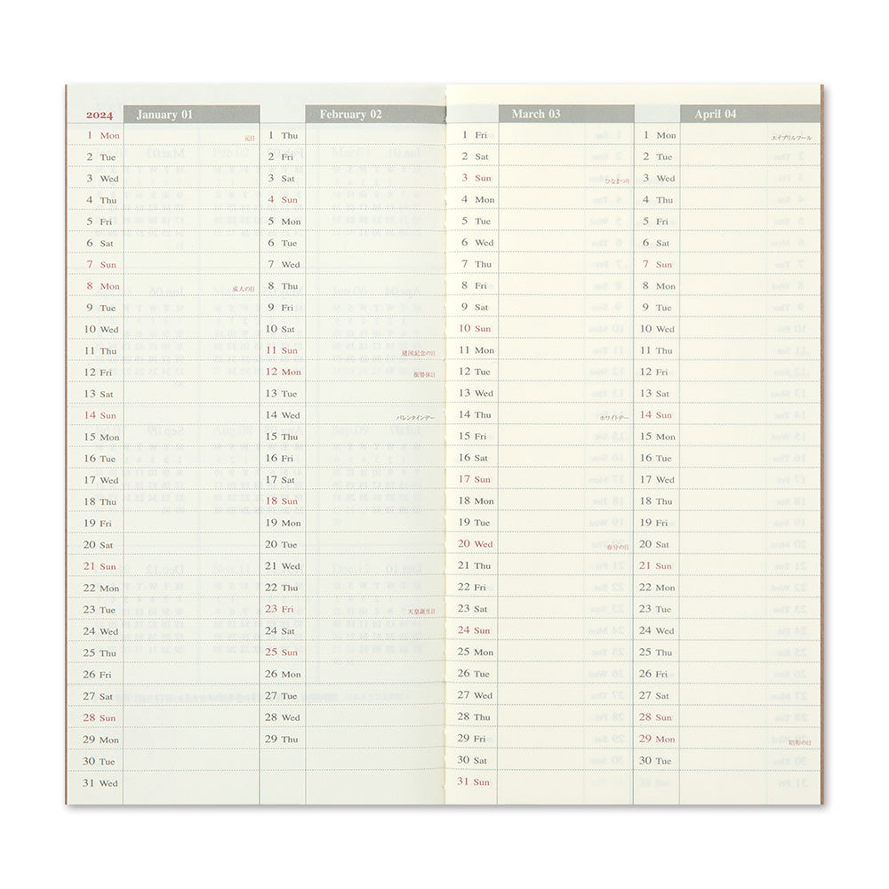 Traveler's Company Kalender 2024 Weekly Diary + vertical refill - TRAVELER´S notebook