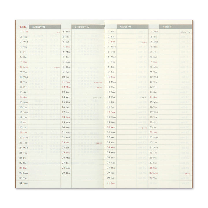 Traveler's Company Kalender 2024 Weekly Diary + vertical refill - TRAVELER´S notebook