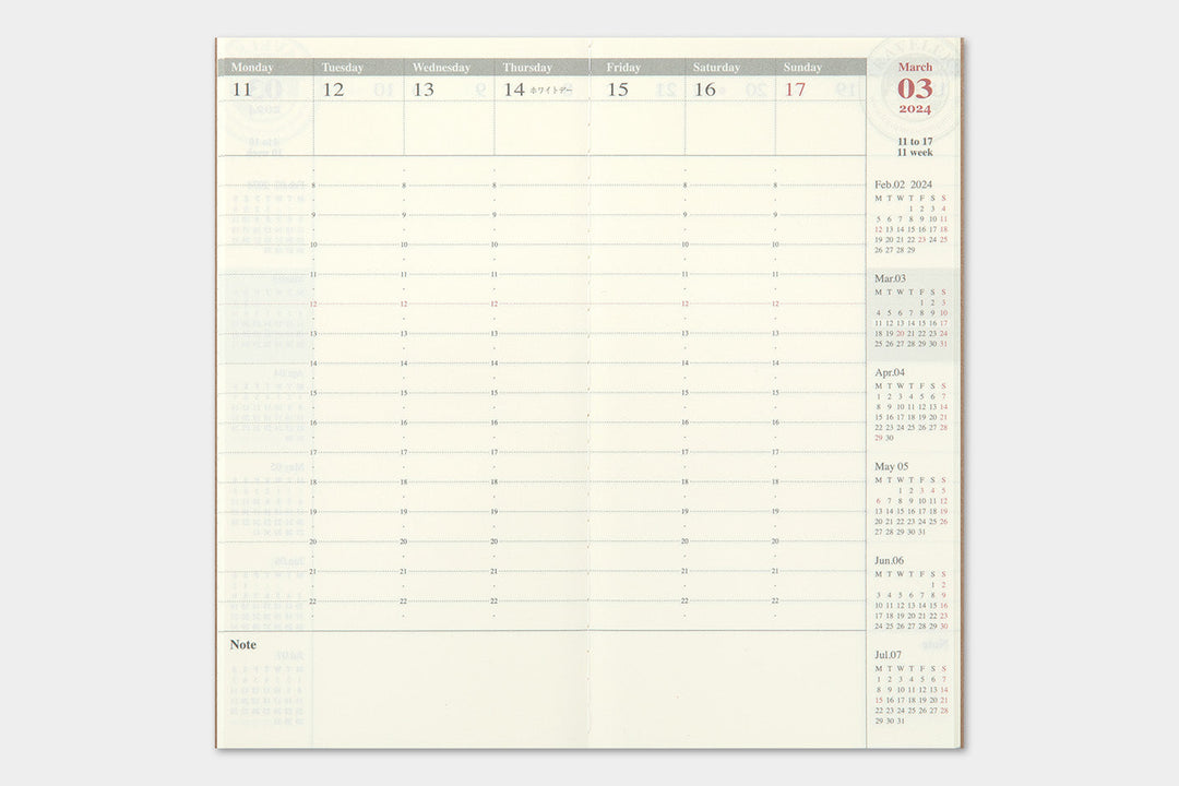 Traveler's Company Kalender 2024 Weekly Diary + vertical refill - TRAVELER´S notebook