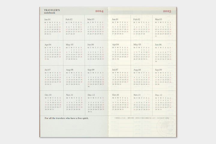 Traveler's Company Kalender 2024 Weekly Diary + vertical refill - TRAVELER´S notebook