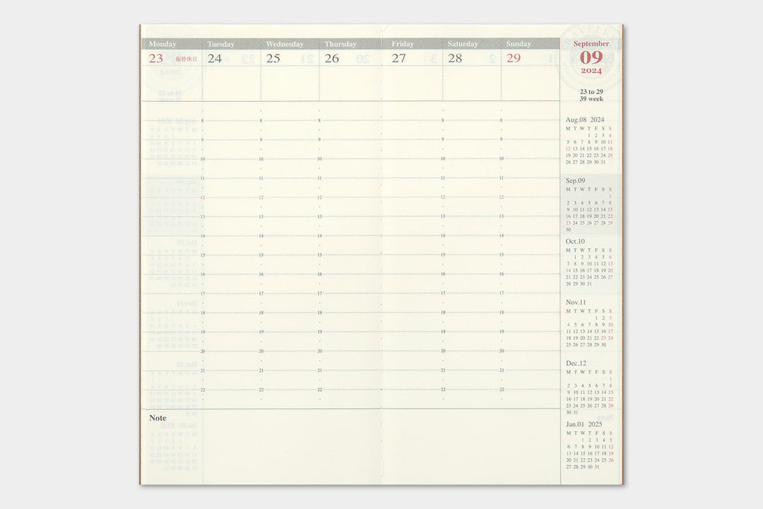 Traveler's Company Kalender 2024 Weekly Diary + vertical refill - TRAVELER´S notebook