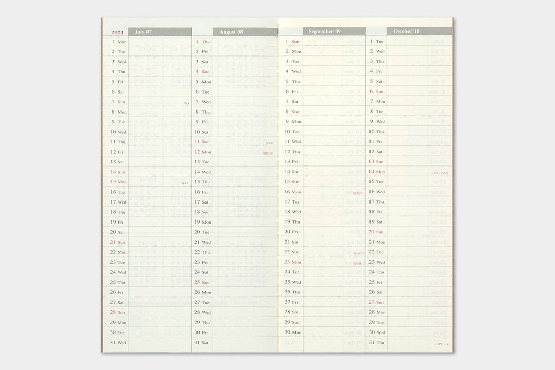 Traveler's Company Kalender 2024 Weekly Diary + vertical refill - TRAVELER´S notebook