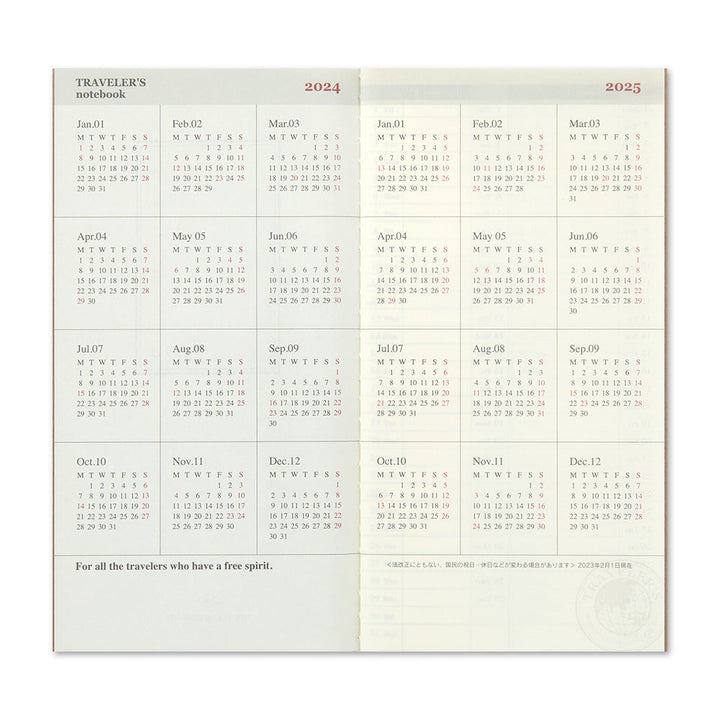 Traveler's Company Kalender 2024 Weekly Diary + vertical refill - TRAVELER´S notebook
