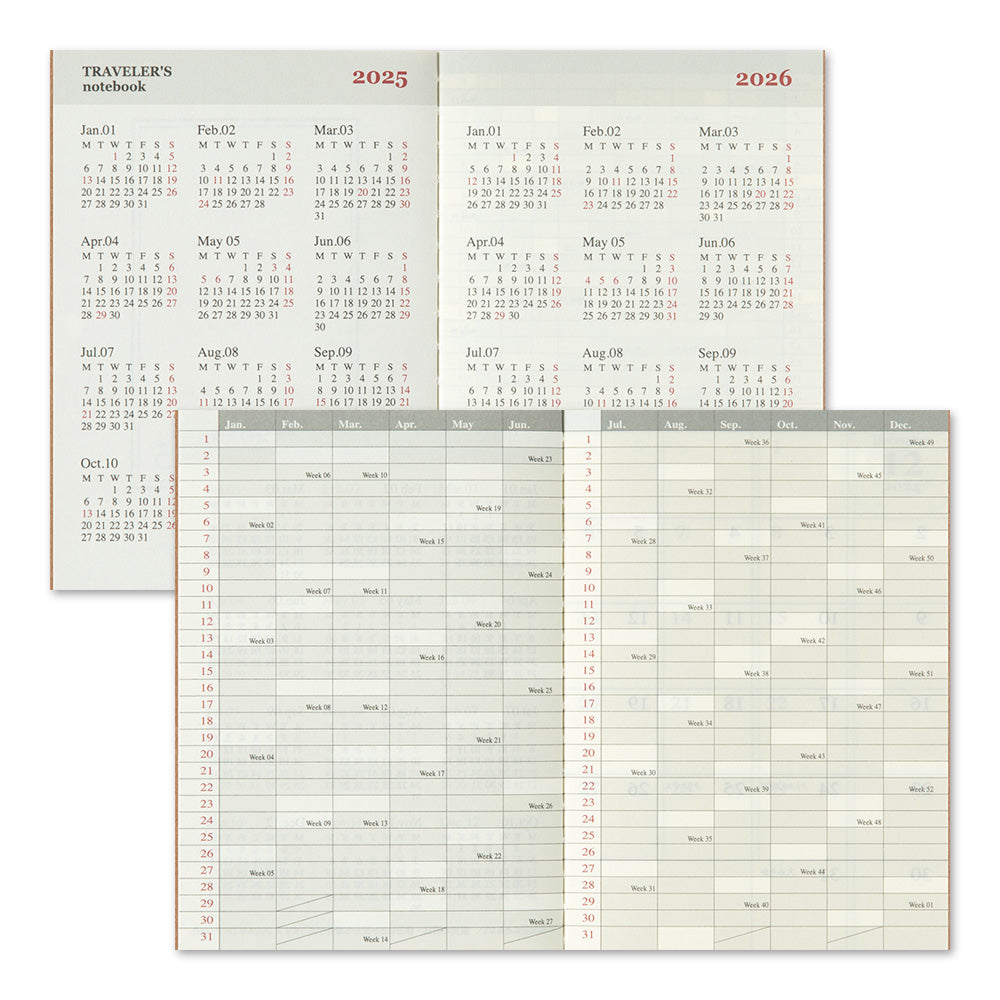 Traveler's Company Kalender Vorbestellung: 2025 Monthly Diary - passport size - TRAVELER´S notebook