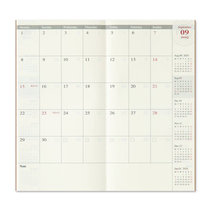 Traveler's Company Kalender Vorbestellung: 2025 Monthly Diary  - TRAVELER´S notebook regular