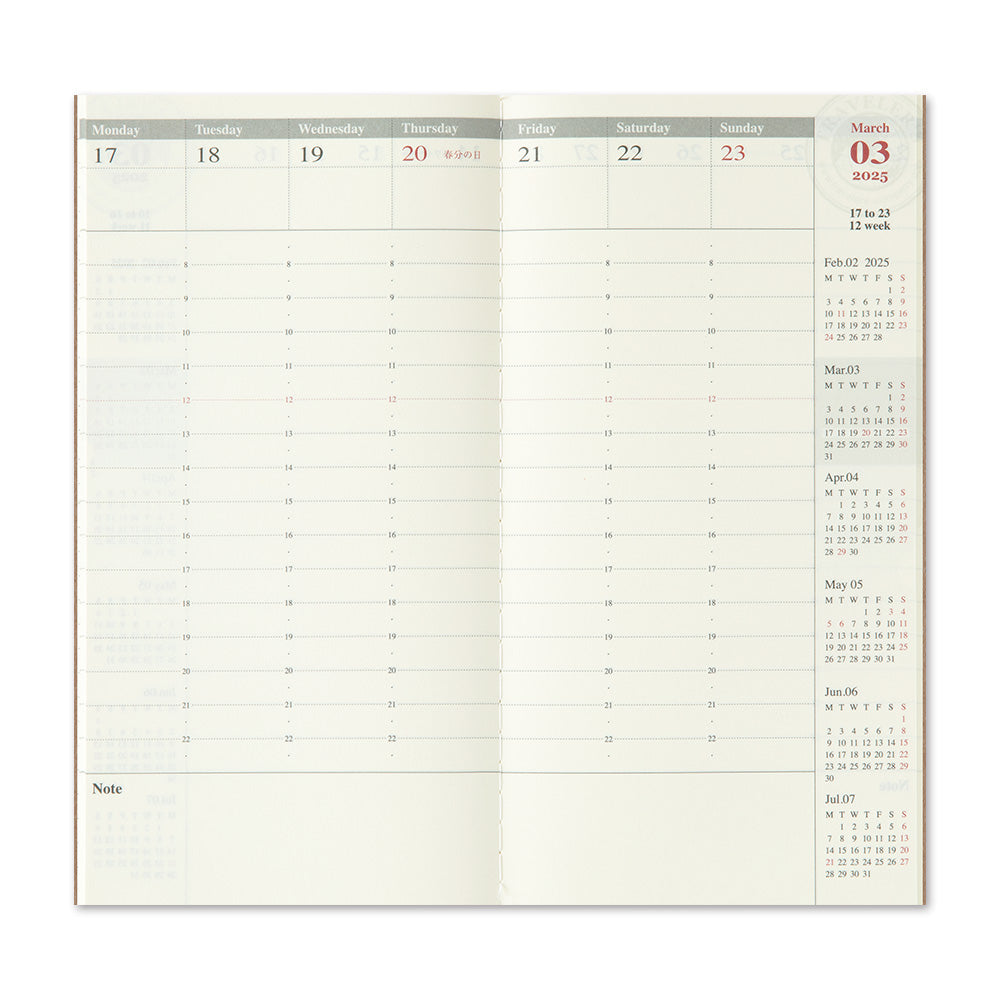 Traveler's Company Kalender Vorbestellung: 2025 Weekly Diary + vertical refill - TRAVELER´S Notebook